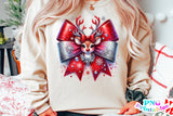 Red Glitter Reindeer Bow | Sublimation PNG