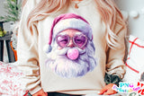 Retro Pink Santa Blowing Bubble | Sublimation PNG