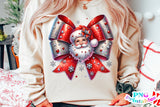 Red Glitter Santa Bow | Sublimation PNG