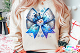 Blue Glitter Snowman Bow | Christmas Sublimation PNG