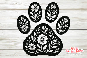Floral Paw Print | SVG Cut File