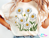 Faux Embroidery Daisies | PNG Sublimation File