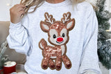 Faux Embroidery Reindeer | Christmas Sublimation PNG
