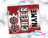 Cheer Glitter 20 oz Skinny Tumbler png Design -  Red and Black