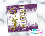 Volleyball Glitter 20 oz Skinny Tumbler png Design -  Purple and Gold