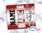 Dance Glitter 20 oz Skinny Tumbler Red and Silver | PNG Sublimation File