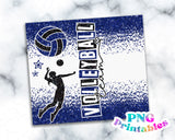 Volleyball Glitter 20 oz Skinny Tumbler png Design -  Royal Blue and Black