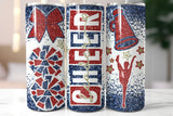 Cheer Glitter 20 oz Skinny Tumbler png Design - Navy Red and Gold