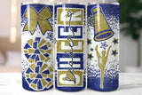 Cheer Glitter 20 oz Skinny Tumbler png Design - Blue and Gold
