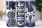 Cheer Glitter 20 oz Skinny Tumbler png Design - Blue and Black