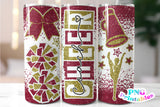 Cheer Coach Glitter 20 oz Skinny Tumbler png Design - Maroon and Gold