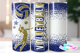 Volleyball Glitter 20 oz Skinny Tumbler png Design - Blue and Gold