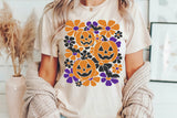 Retro Floral Jack o' Lanterns | Halloween SVG Cut File