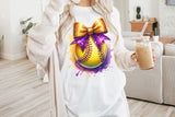 Softball with Purple and Gold Bow | PNG File