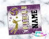 Volleyball Glitter 20 oz Skinny Tumbler png Design -  Purple and Gold