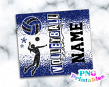 Volleyball Glitter 20 oz Skinny Tumbler png Design -  Royal Blue and Black