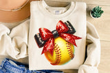 Softball with Red and Black Bow | PNG File