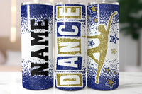 Dance Glitter 20 oz Skinny Tumbler Royal Blue and Gold | PNG Sublimation File
