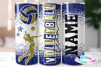 Volleyball Glitter 20 oz Skinny Tumbler png Design - Blue and Gold