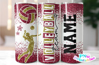 Volleyball Glitter 20 oz Skinny Tumbler png Design - Maroon and Gold