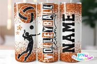 Volleyball Glitter 20 oz Skinny Tumbler png Design - Orange and Black