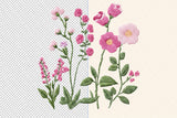 Faux Embroidery Pink Wildflower Pocket | PNG Sublimation File