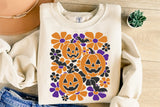 Retro Floral Jack o' Lanterns | Halloween SVG Cut File