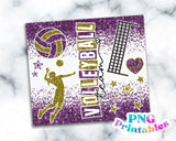 Volleyball Glitter 20 oz Skinny Tumbler png Design -  Purple and Gold