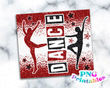 Dance Glitter 20 oz Skinny Tumbler Red and Black | PNG Sublimation File