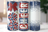 Cheer Glitter 20 oz Skinny Tumbler png Design - Navy Red and Gold