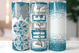 Cheer Glitter 20 oz Skinny Tumbler png Design - Aqua and Silver