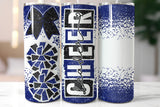 Cheer Glitter 20 oz Skinny Tumbler png Design - Blue and Black