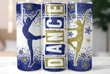 Dance Glitter 20 oz Skinny Tumbler Royal Blue and Gold | PNG Sublimation File