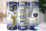 Volleyball Glitter 20 oz Skinny Tumbler png Design - Blue and Gold