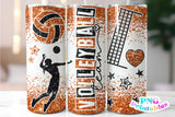 Volleyball Glitter 20 oz Skinny Tumbler png Design - Orange and Black