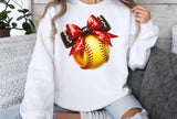 Softball with Red and Black Bow | PNG File