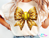 Sequin Softball Bow | PNG File