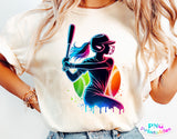 Softball Silhouette Neon | PNG File