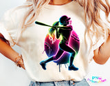 Softball Silhouette Neon | PNG File