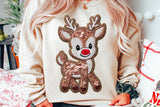 Faux Embroidery Reindeer | Christmas Sublimation PNG