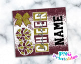 Cheer Glitter 20 oz Skinny Tumbler png Design -  Maroon and Gold