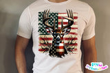 American Flag and Deer | Hunting PNG Print File