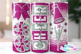 Cheer Coach Glitter 20 oz Skinny Tumbler png Design - Hot Pink and Silver