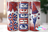 Cheer Coach Glitter 20 oz Skinny Tumbler png Design - Hot Red and Blue