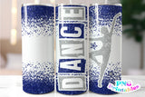 Dance Glitter 20 oz Skinny Tumbler Royal Blue and Silver | PNG Sublimation File