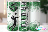 Volleyball Glitter 20 oz Skinny Tumbler png Design - Green and Black