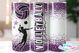 Volleyball Glitter 20 oz Skinny Tumbler png Design - Purple and Black