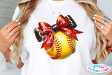 Softball with Red and Black Bow | PNG File