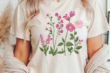 Faux Embroidery Pink Wildflower Pocket | PNG Sublimation File