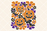 Retro Floral Jack o' Lanterns | Halloween SVG Cut File